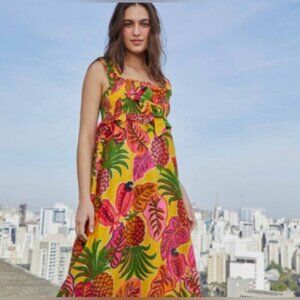 Farm Rio Women’s Fruit Dream Cotton Ruffle Maxi Dress